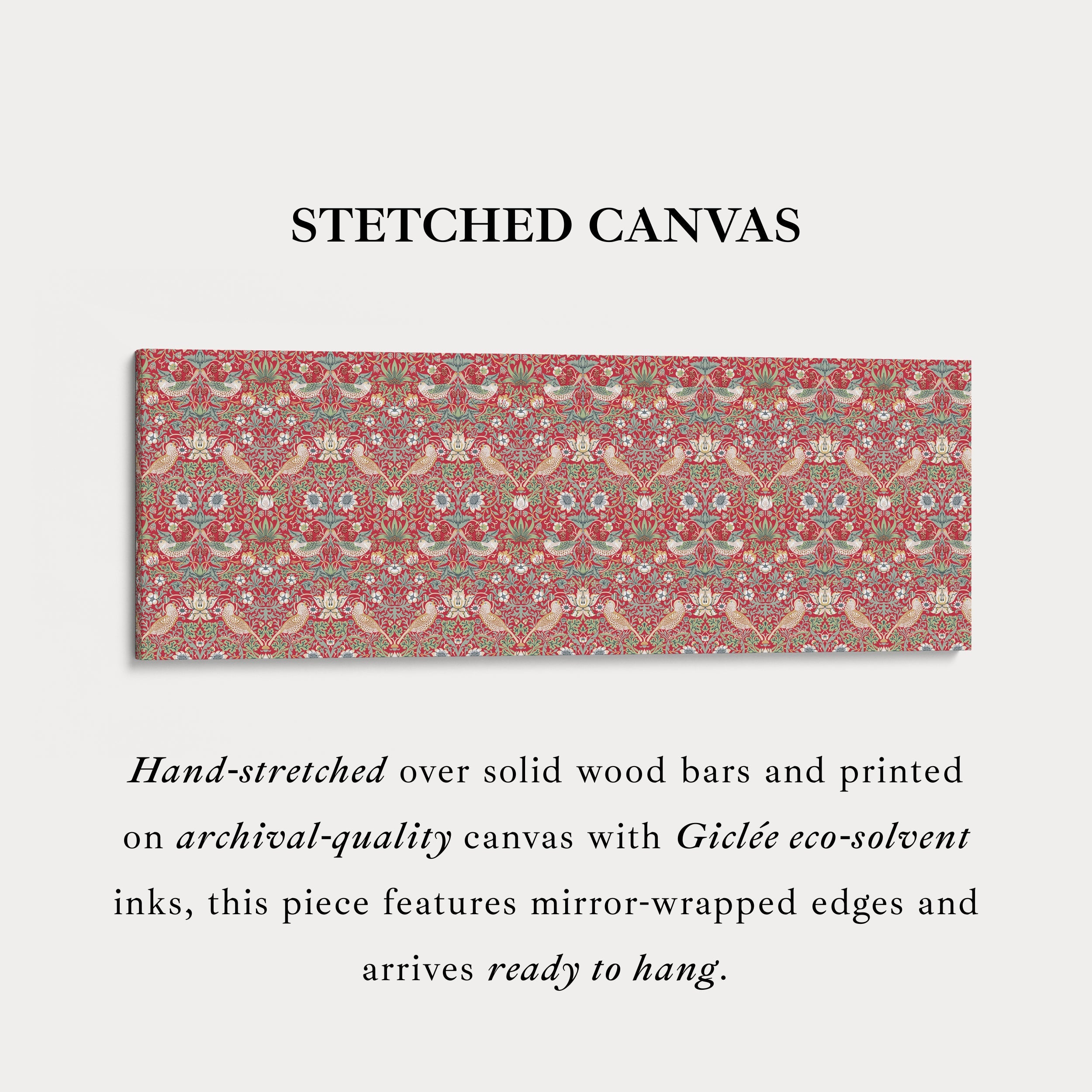 Long Horizontal Wall Decor William Morris Strawberry Thief Red
