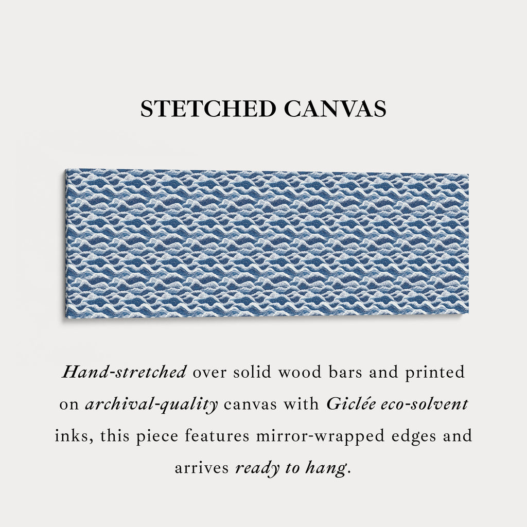 Horizontal Wall Art Long Blue Japandi Style Wave