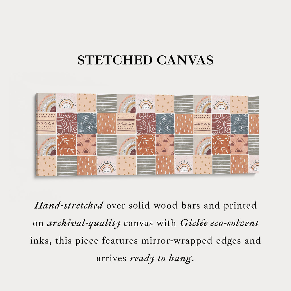Horizontal Wall Art Muted Boho Pattern