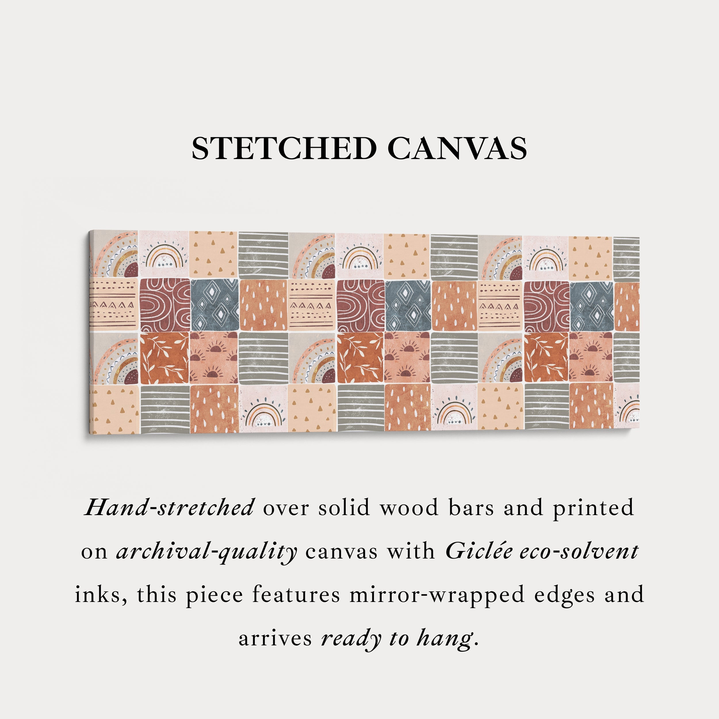 Horizontal Wall Art Muted Boho Pattern