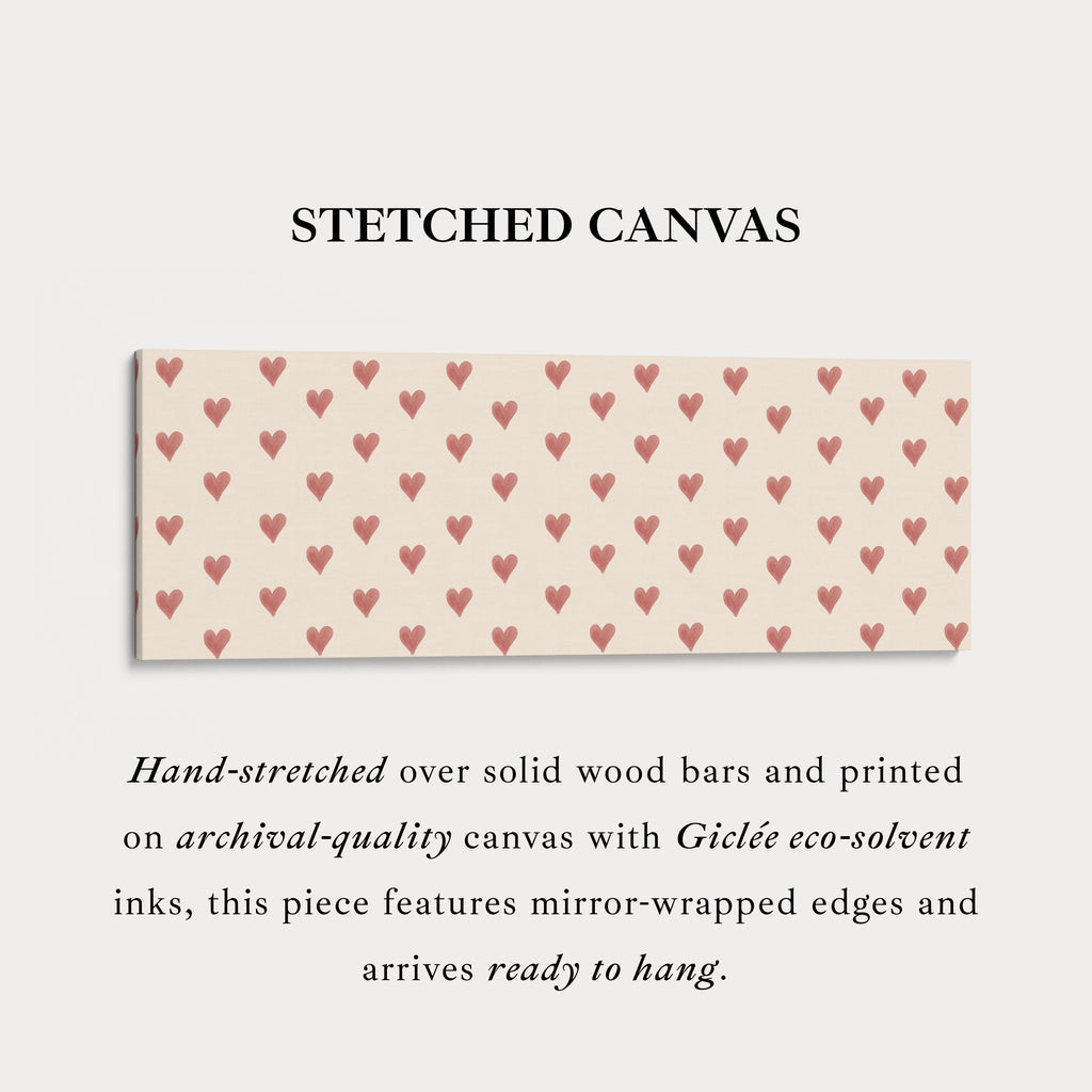Red Hearts Pattern Wide Skinny Wall Art