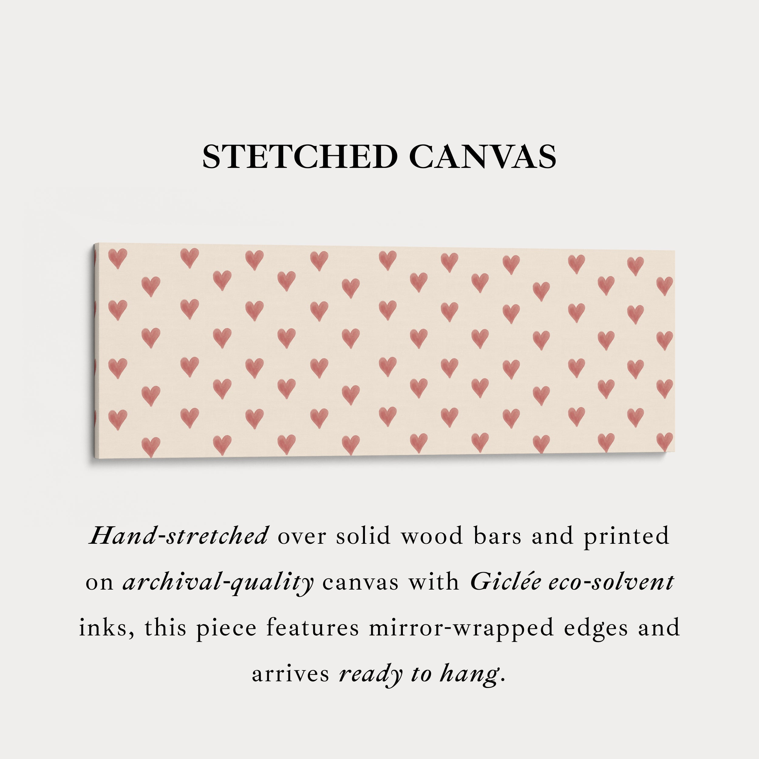 Red Hearts Pattern Wide Skinny Wall Art