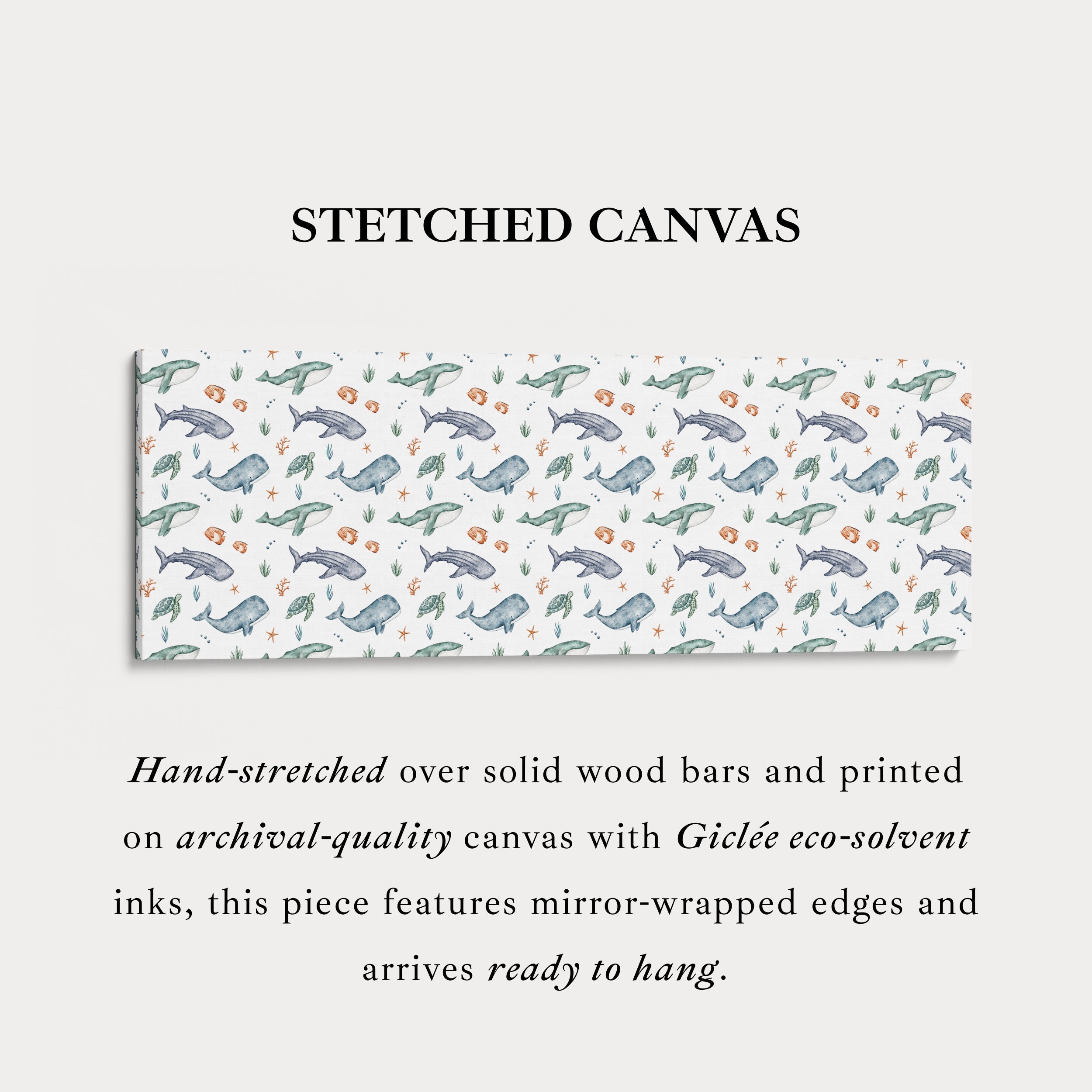 Cute Kids Room Horizontal Wall Decor Sea Creatures