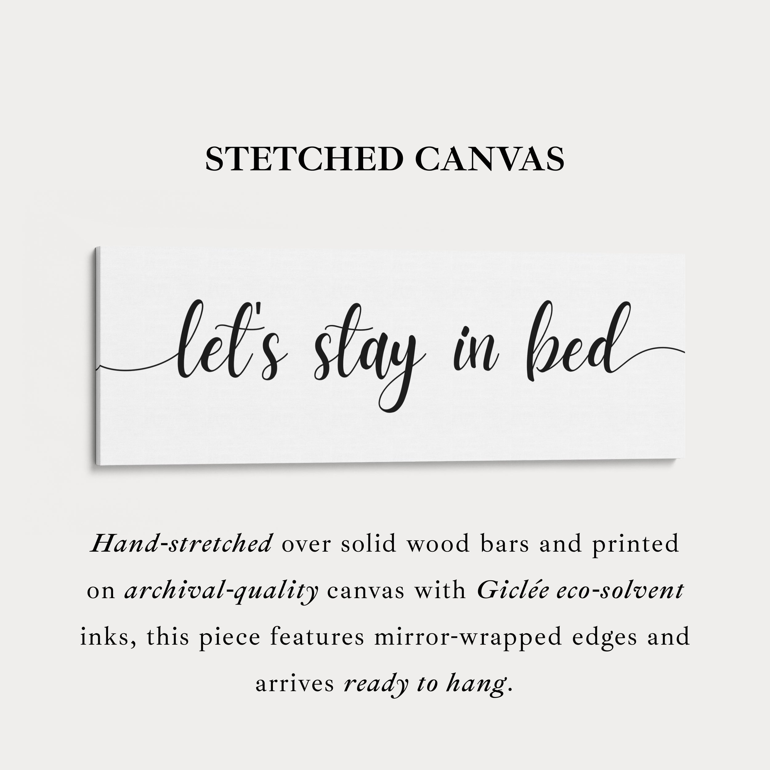 Guest Room Bedroom Above Bed Wall Art 'Let's Stay In Bed'