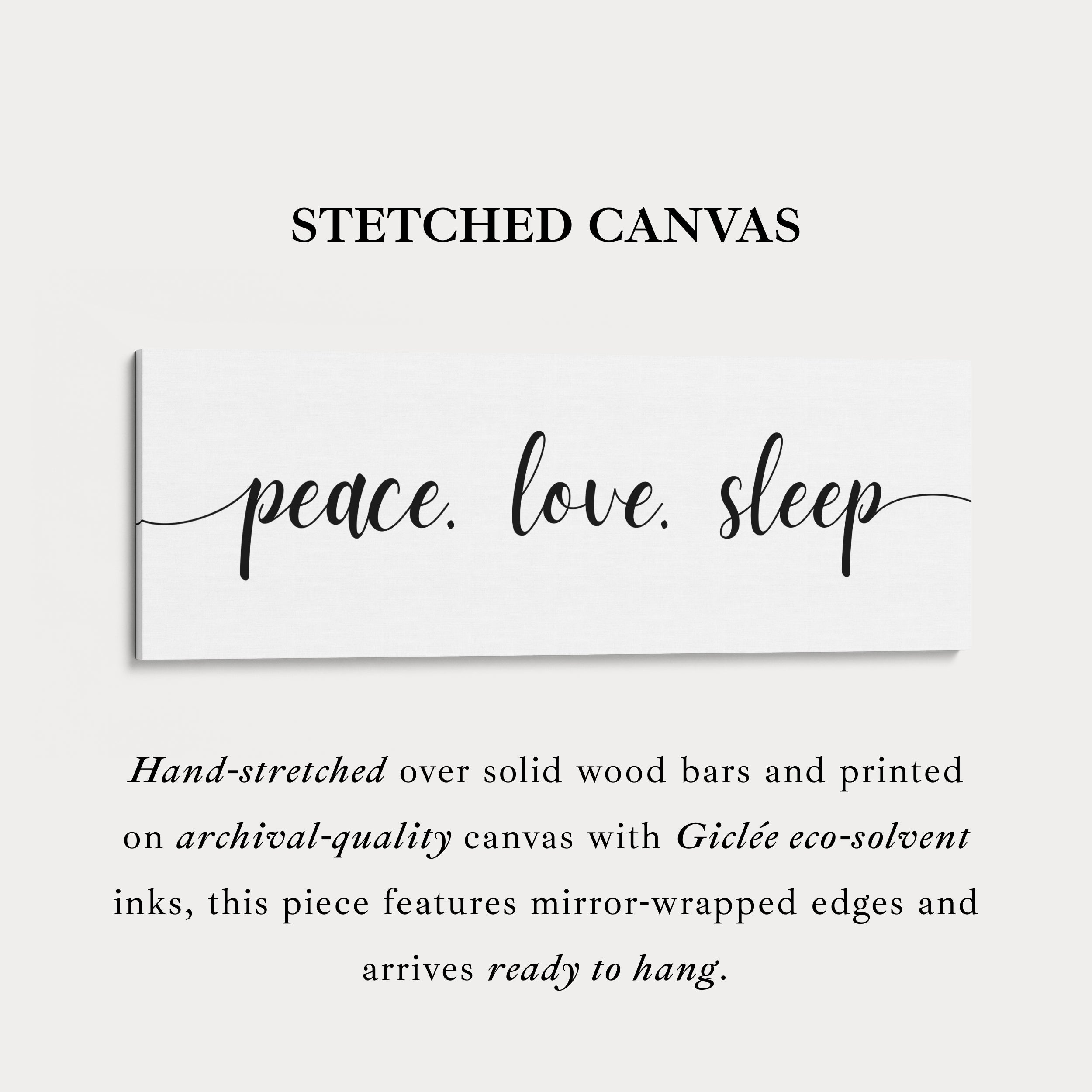 Guest Room Bedroom Large Above Bed Wall Art 'Peace Love Sleep'