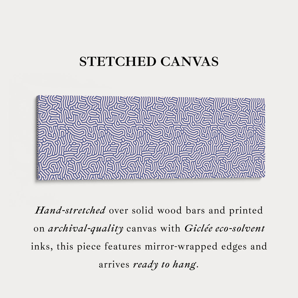 Blue Geometric Organic Pattern Long Wall Art