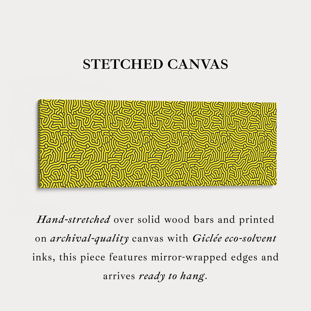 Yellow & Black Geometric Organic Pattern Long Wall Art