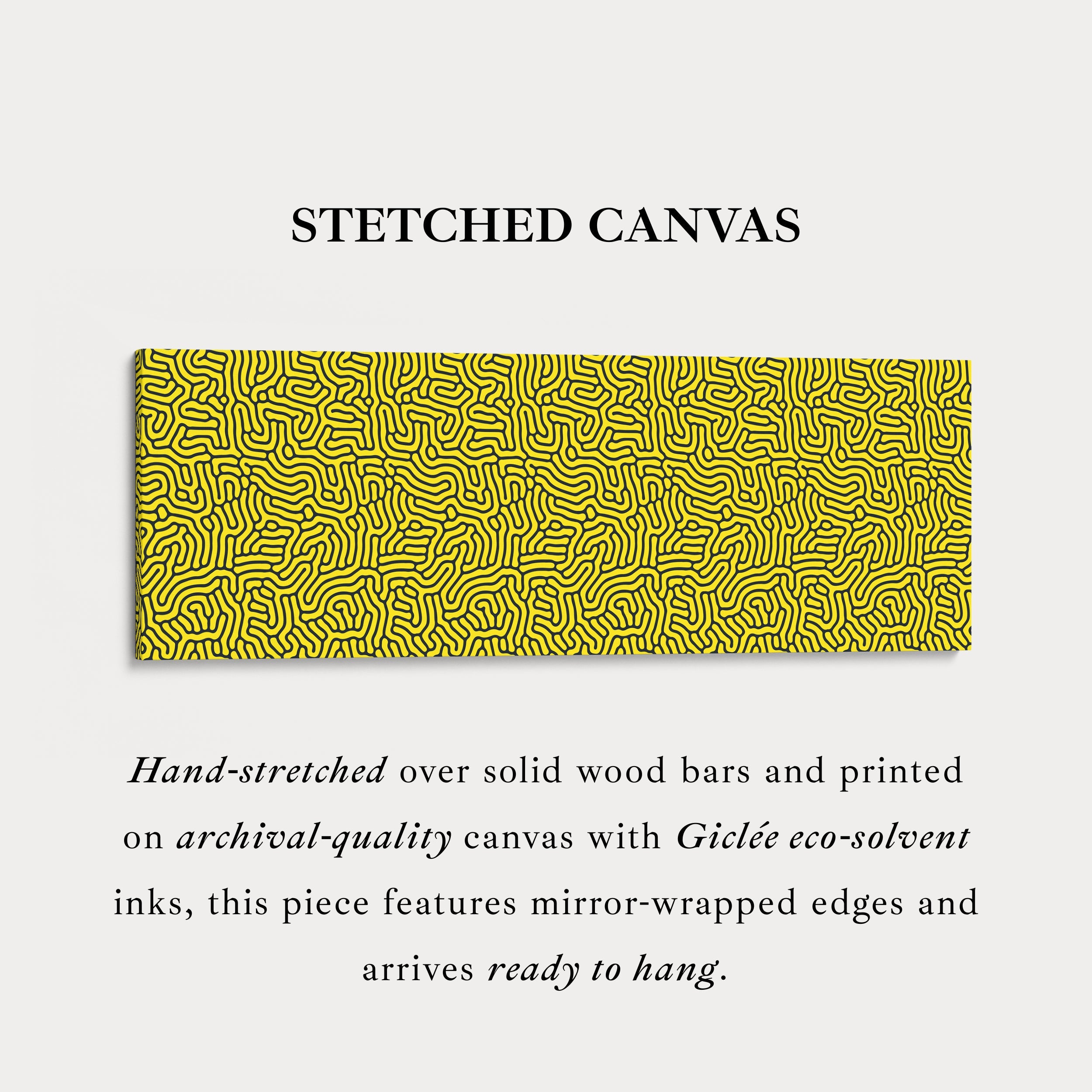 Yellow & Black Geometric Organic Pattern Long Wall Art