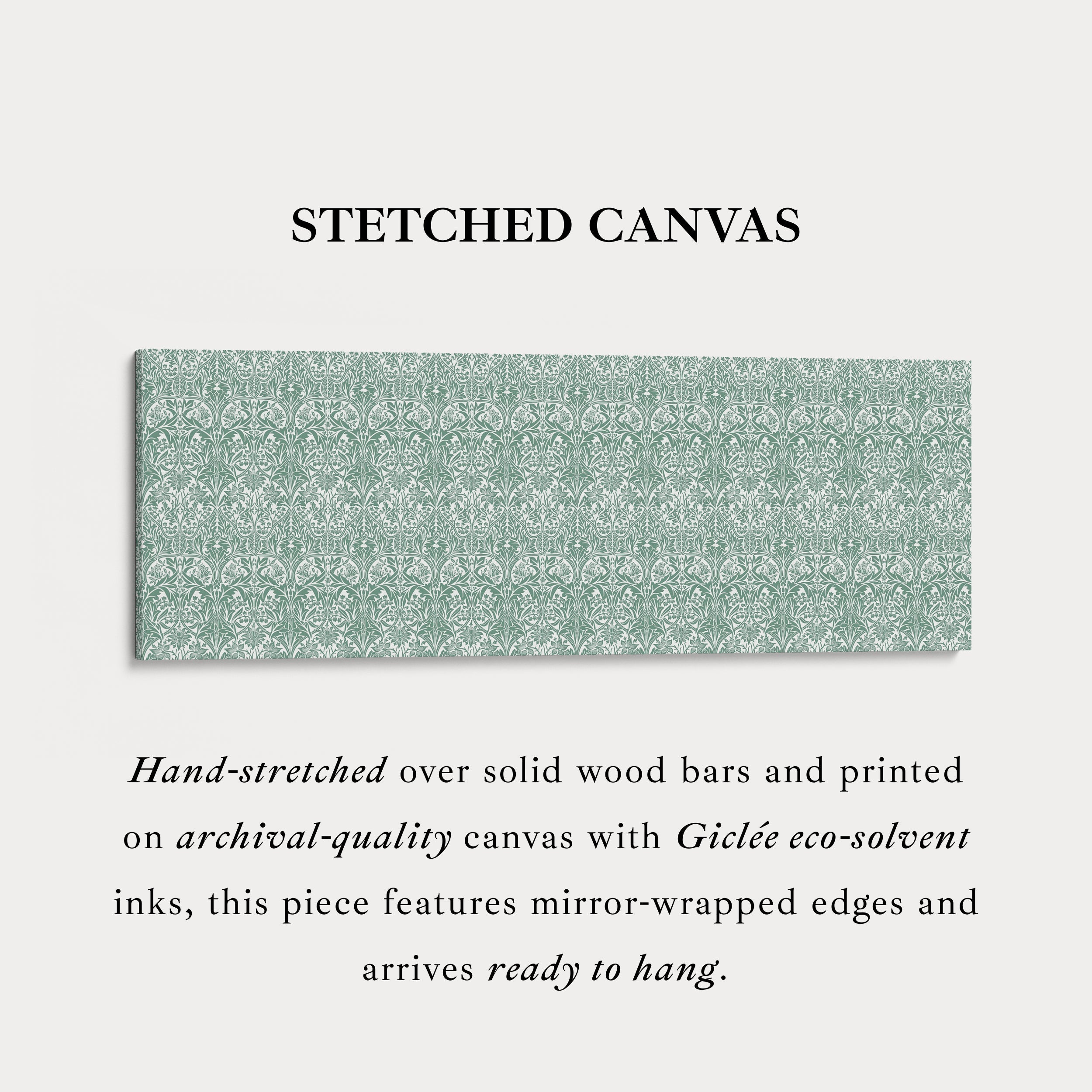 Panoramic Wall Art Green & White William Morris