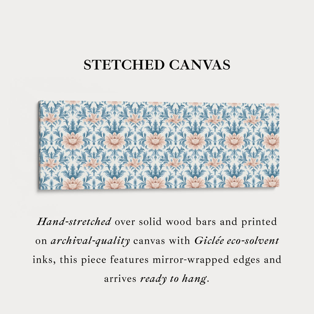 Long Narrow Wall Art Blue Damask