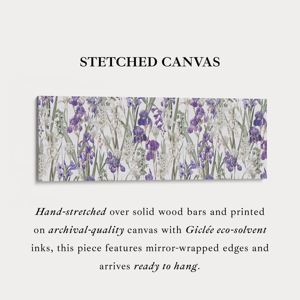 Long Bold Floral Botanical Canvas in Navy and Pink for Living Room