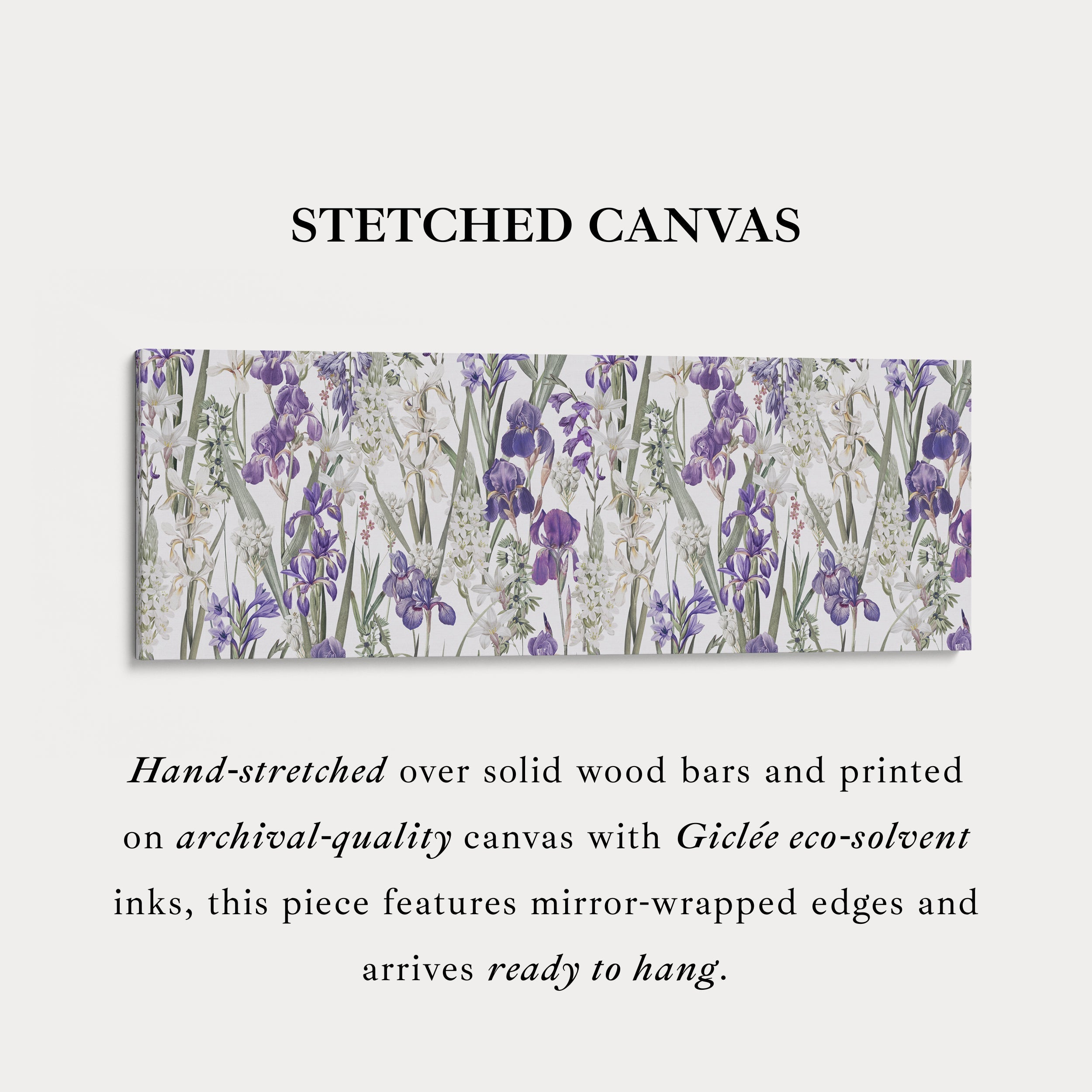 Long Bold Floral Botanical Canvas in Navy and Pink for Living Room