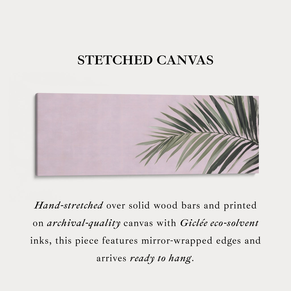 Panoramic wall art minimal palm leaf on soft pastel background for living room or bedroom