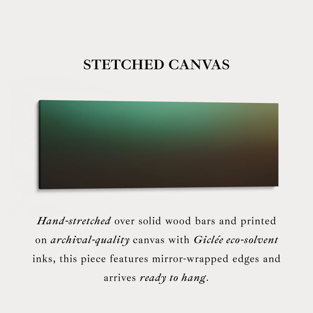 Horizontal Wall Art Green Gradient Long Canvas Modern Above Bed Art Living Room Decor