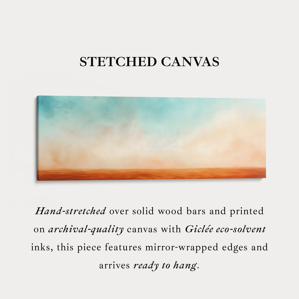 Panoramic Orange Beige Horizontal Wall Art Calm Desert Inspired Long Canvas