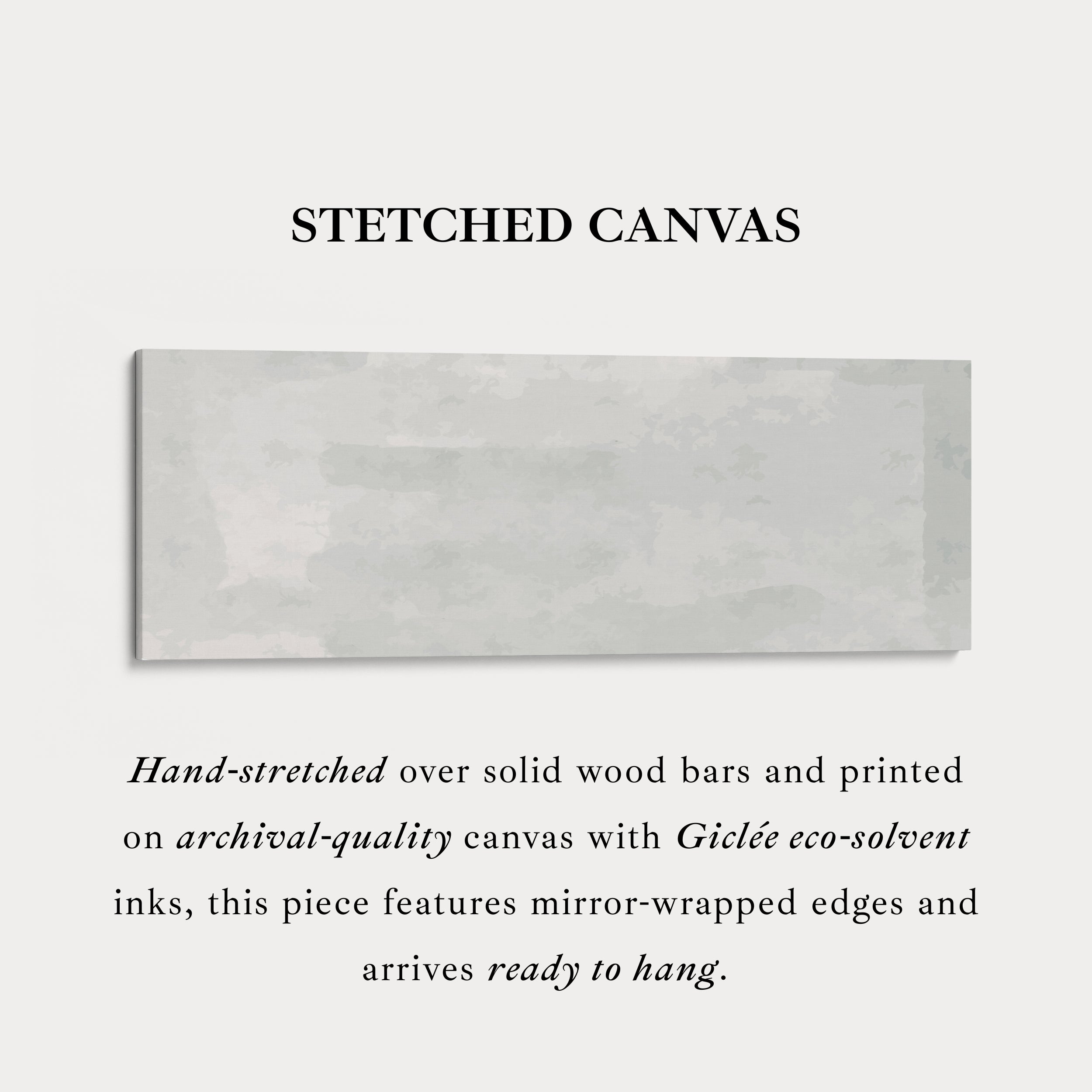 Neutral Grey Wide Wall Art Long Canvas Modern Minimalist Above Bed Decor