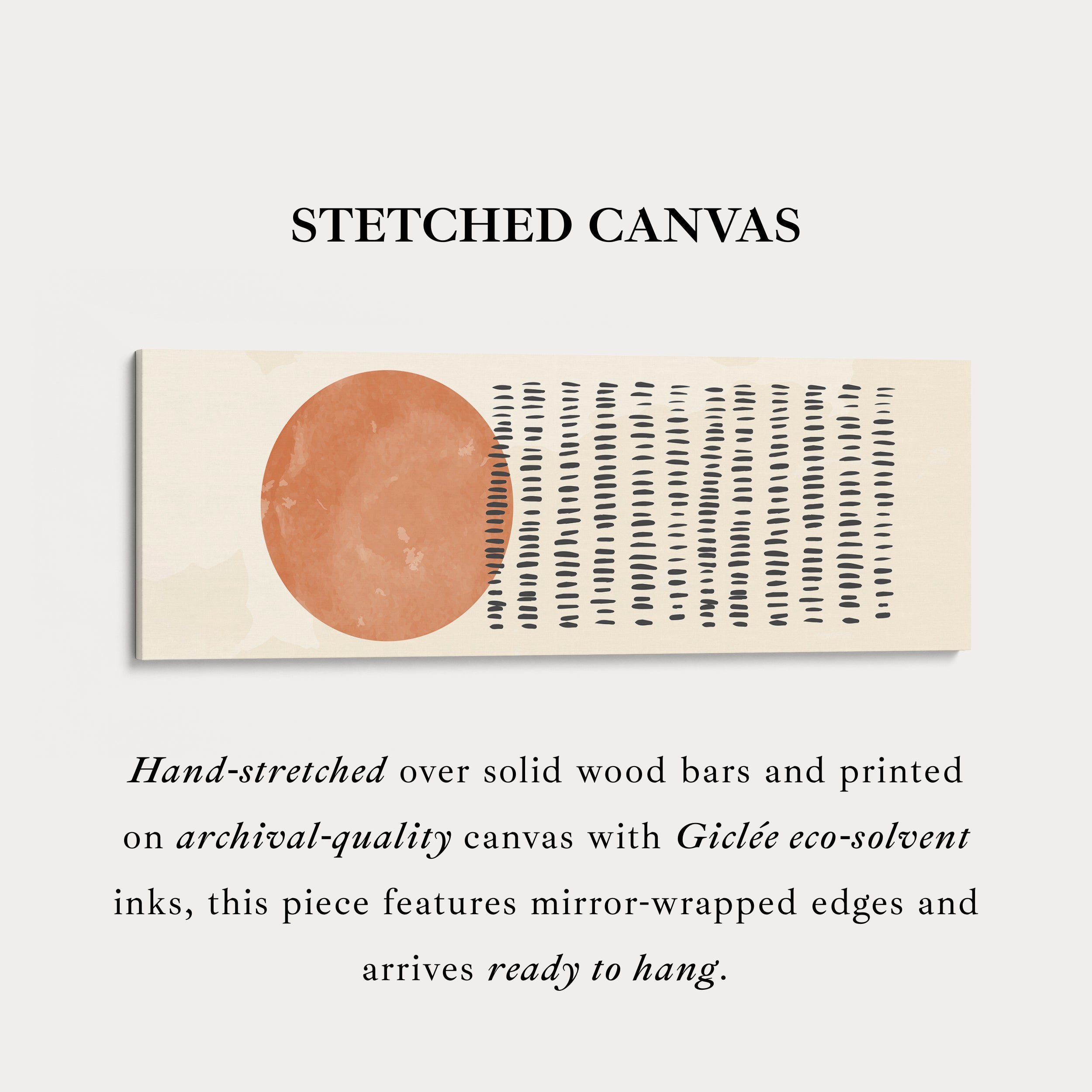 Long Narrow Canvas Warm Orange And Black Geometric Wall Art For Bedroom Or Office