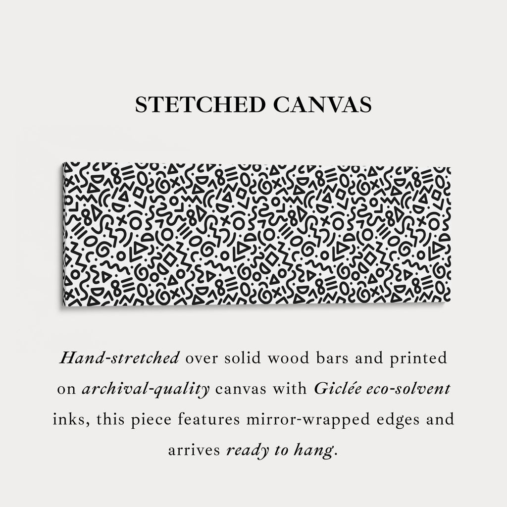 Geometric Pattern Wide Wall Art Black And White Modern Abstract