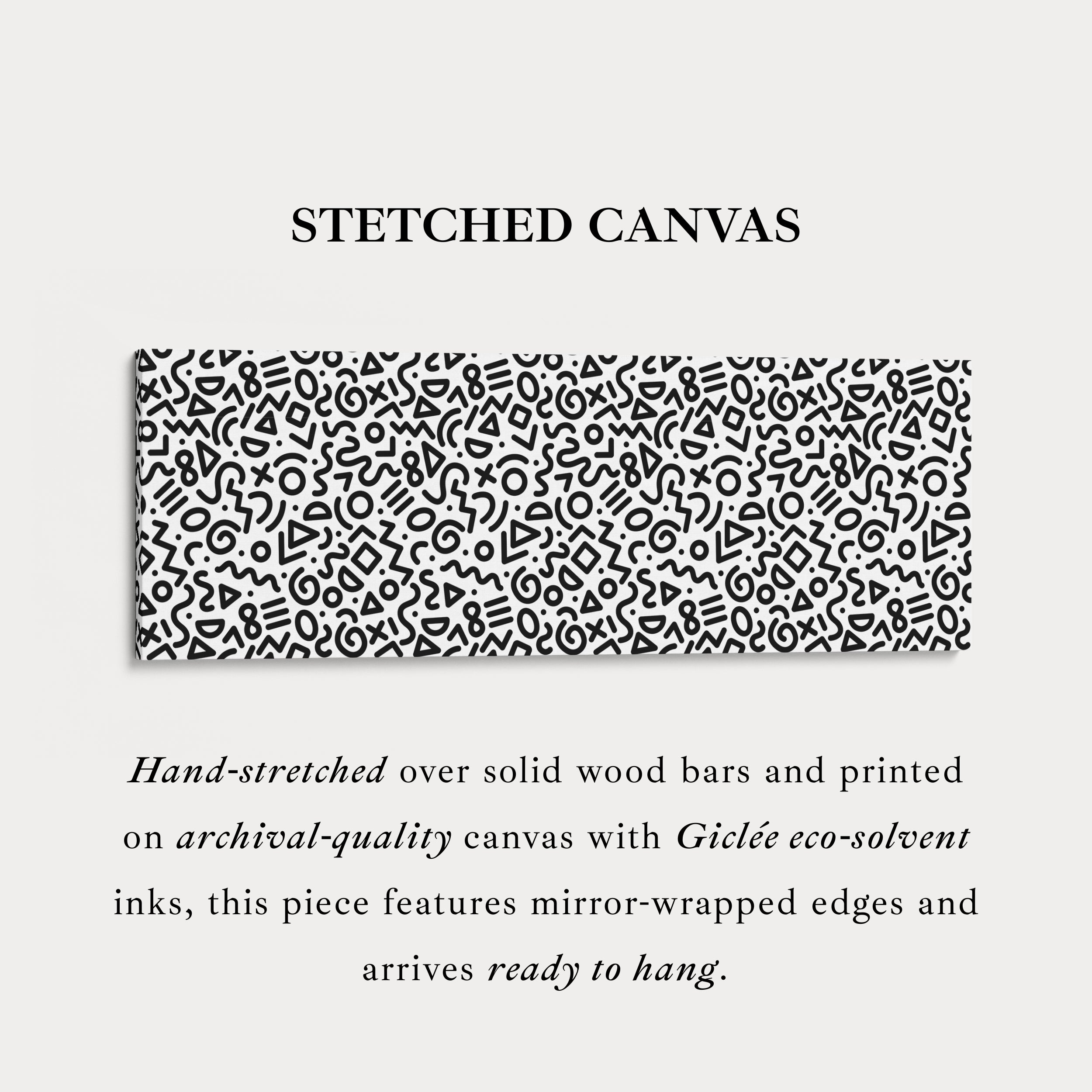 Geometric Pattern Wide Wall Art Black And White Modern Abstract