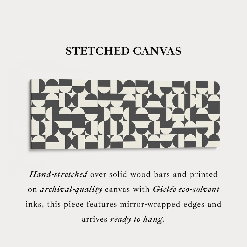 Horizontal Wall Art Black And White Geometric Pattern For Living Room Or Office