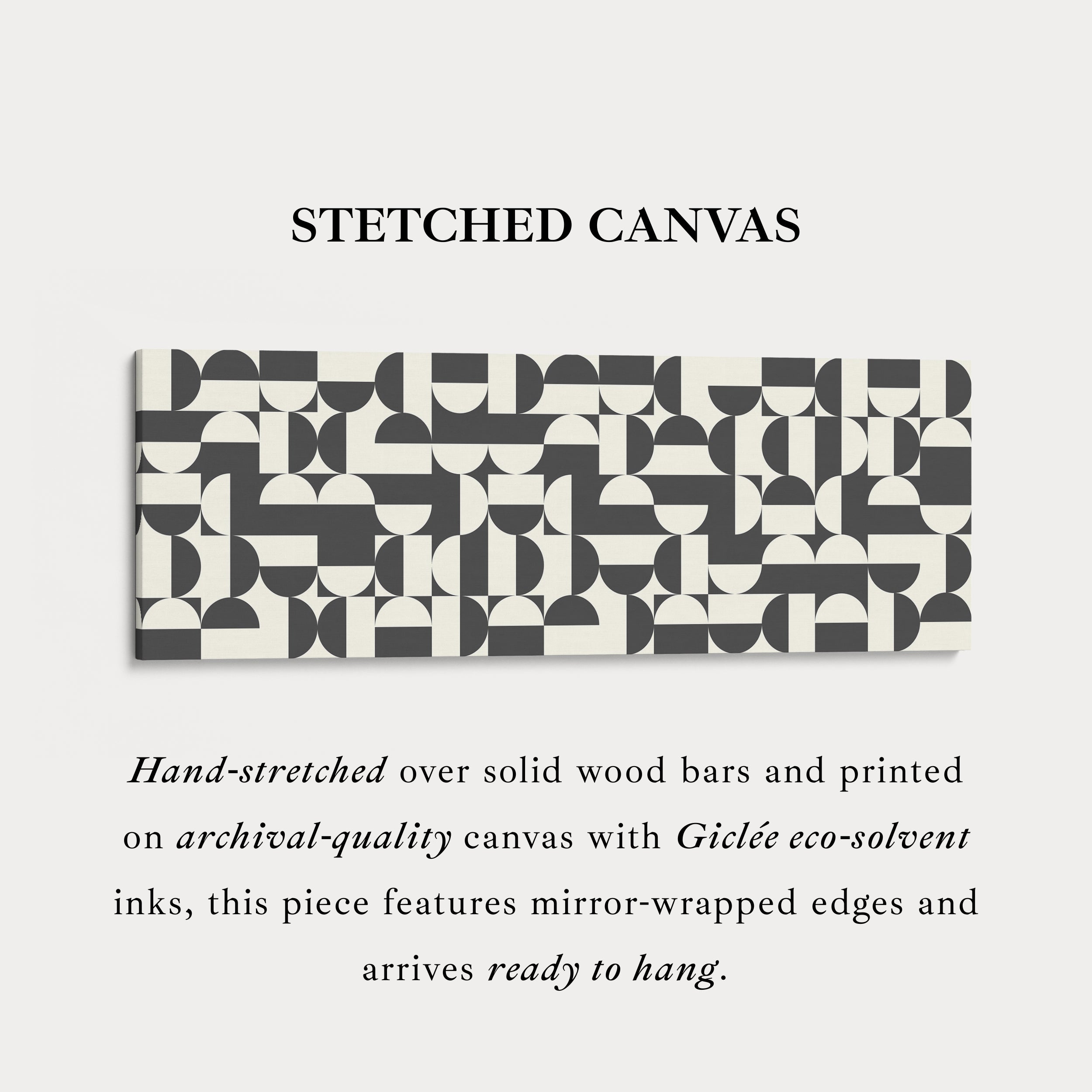 Horizontal Wall Art Black And White Geometric Pattern For Living Room Or Office