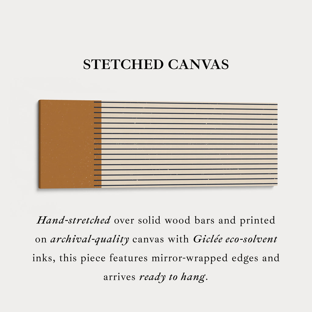 Long Canvas Burnt Orange And Black Striped Wall Art For Hallway Or Bedroom