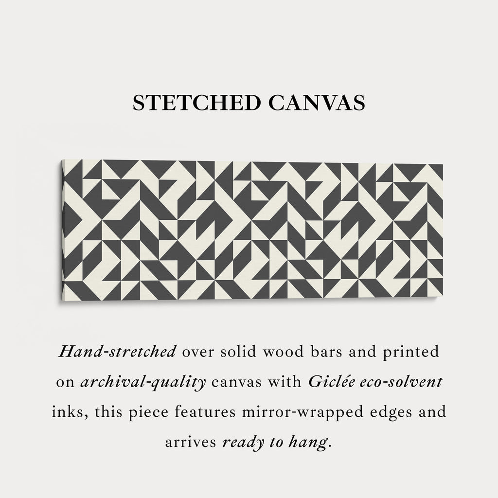 Horizontal Wall Art Black And White Angular Geometric Pattern For Modern Home
