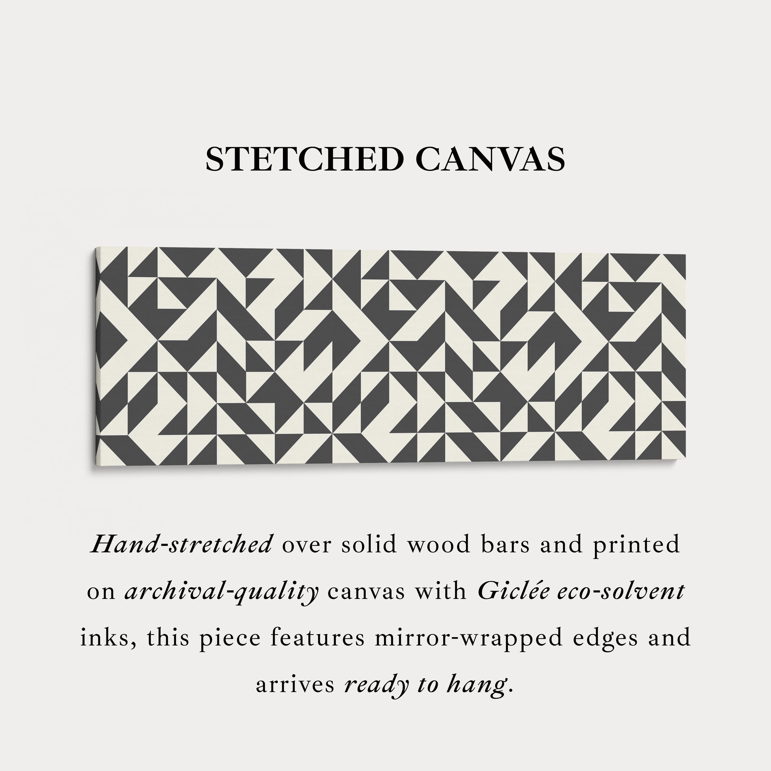 Horizontal Wall Art Black And White Angular Geometric Pattern For Modern Home