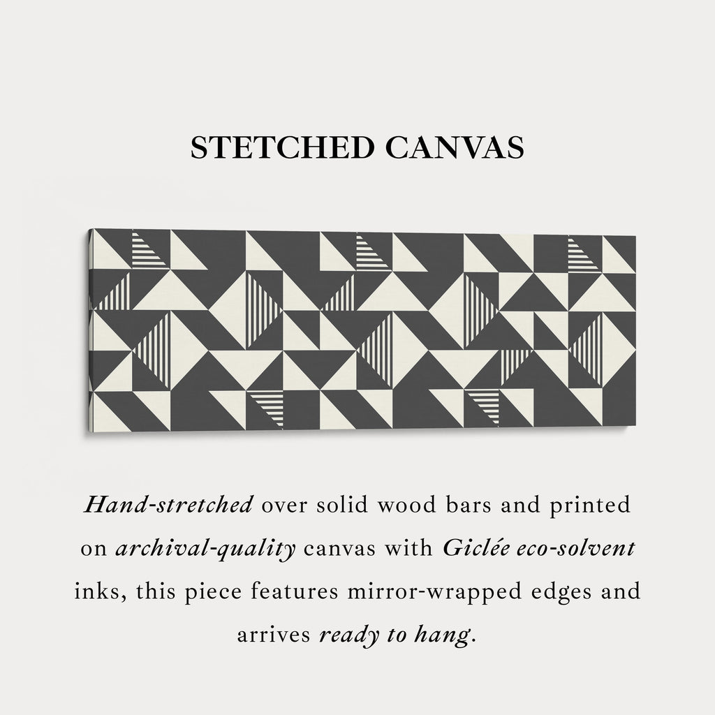 Long Narrow Canvas Black And White Triangular Pattern For Contemporary Spaces