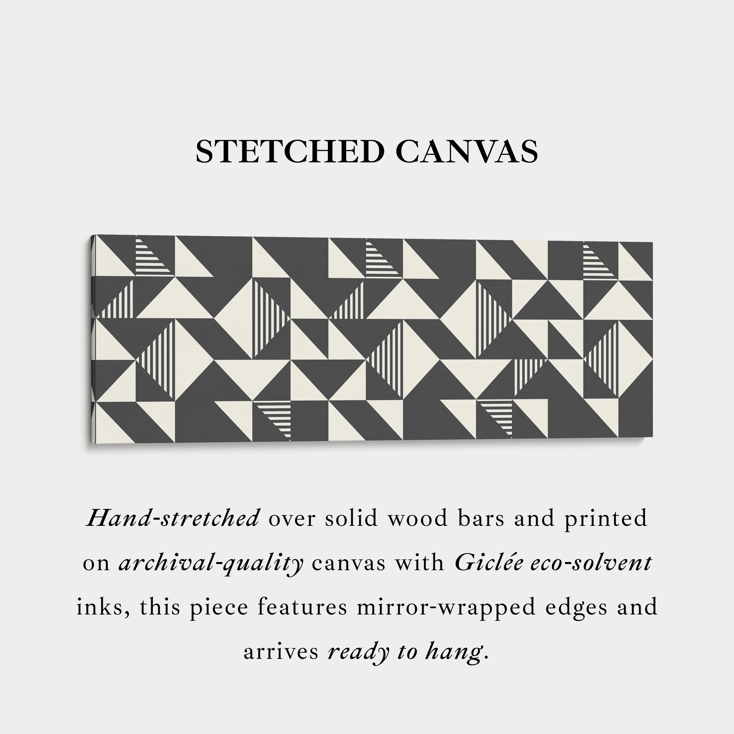 Long Narrow Canvas Black And White Triangular Pattern For Contemporary Spaces