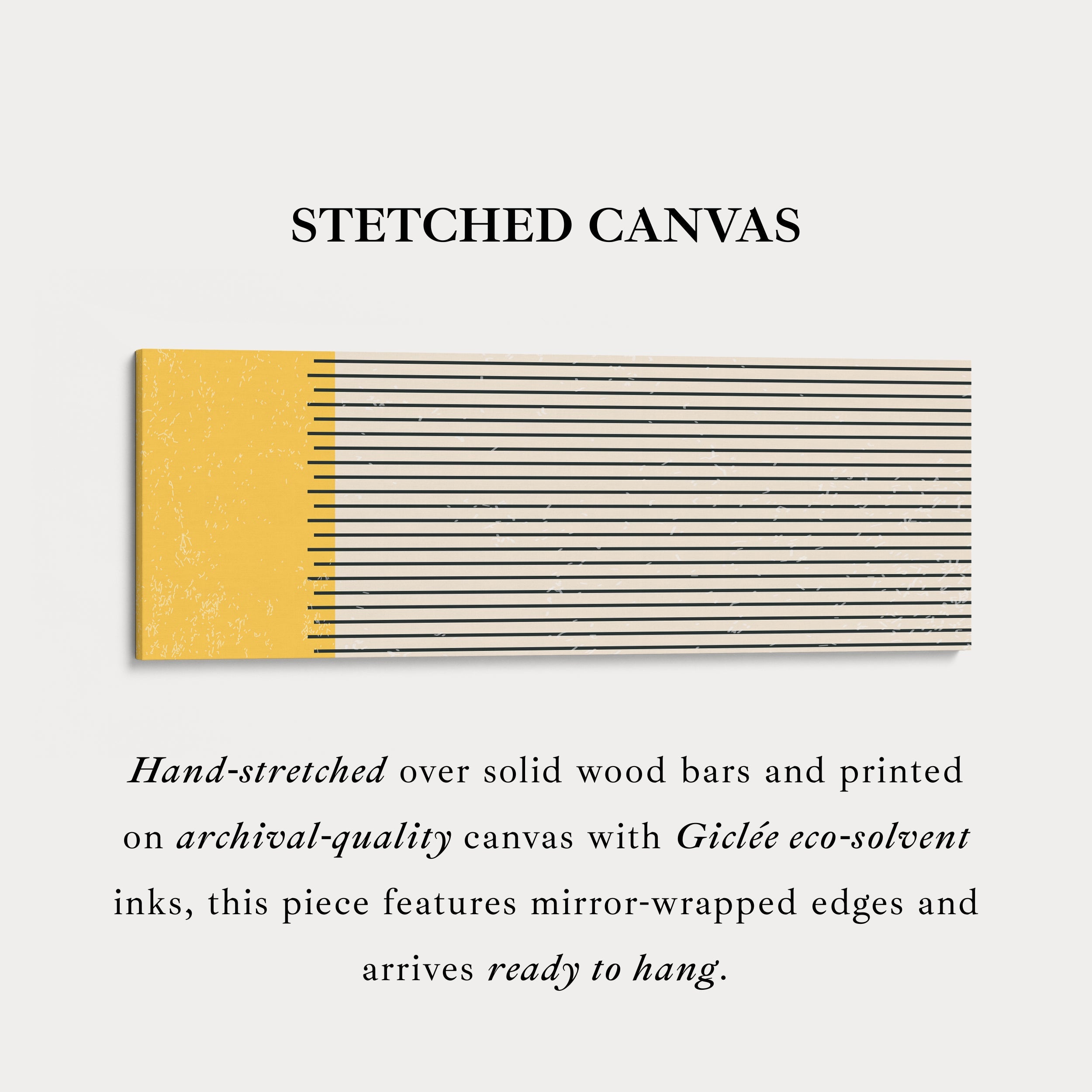 Horizontal Wall Art Yellow Beige Black Long Canvas For Kitchen Or Hallway