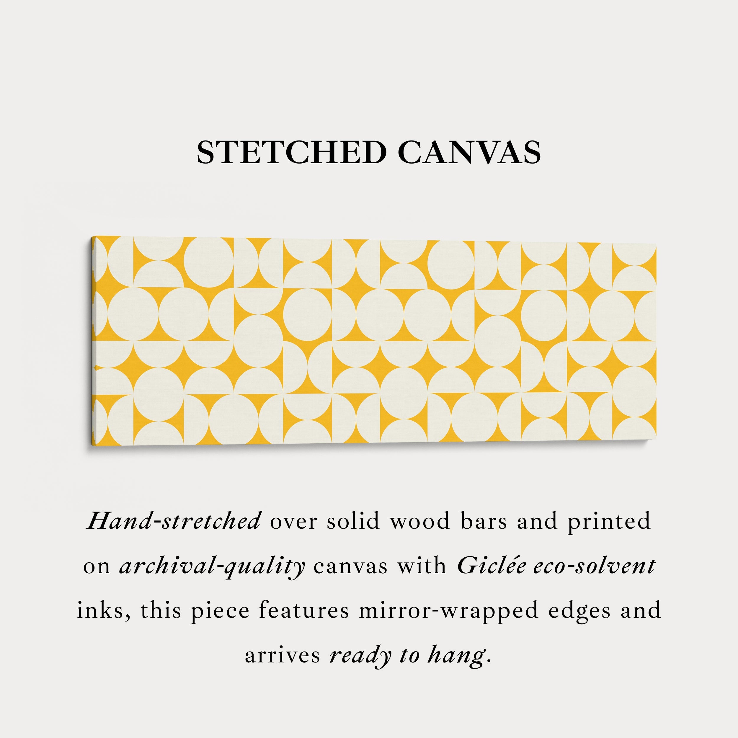 Wide Geometric Wall Art Yellow Beige Panoramic Long Canvas