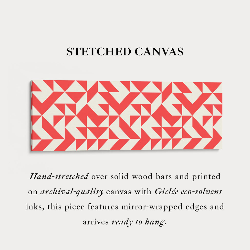 Horizontal Wall Art Red White Geometric Wide Canvas For Living Room