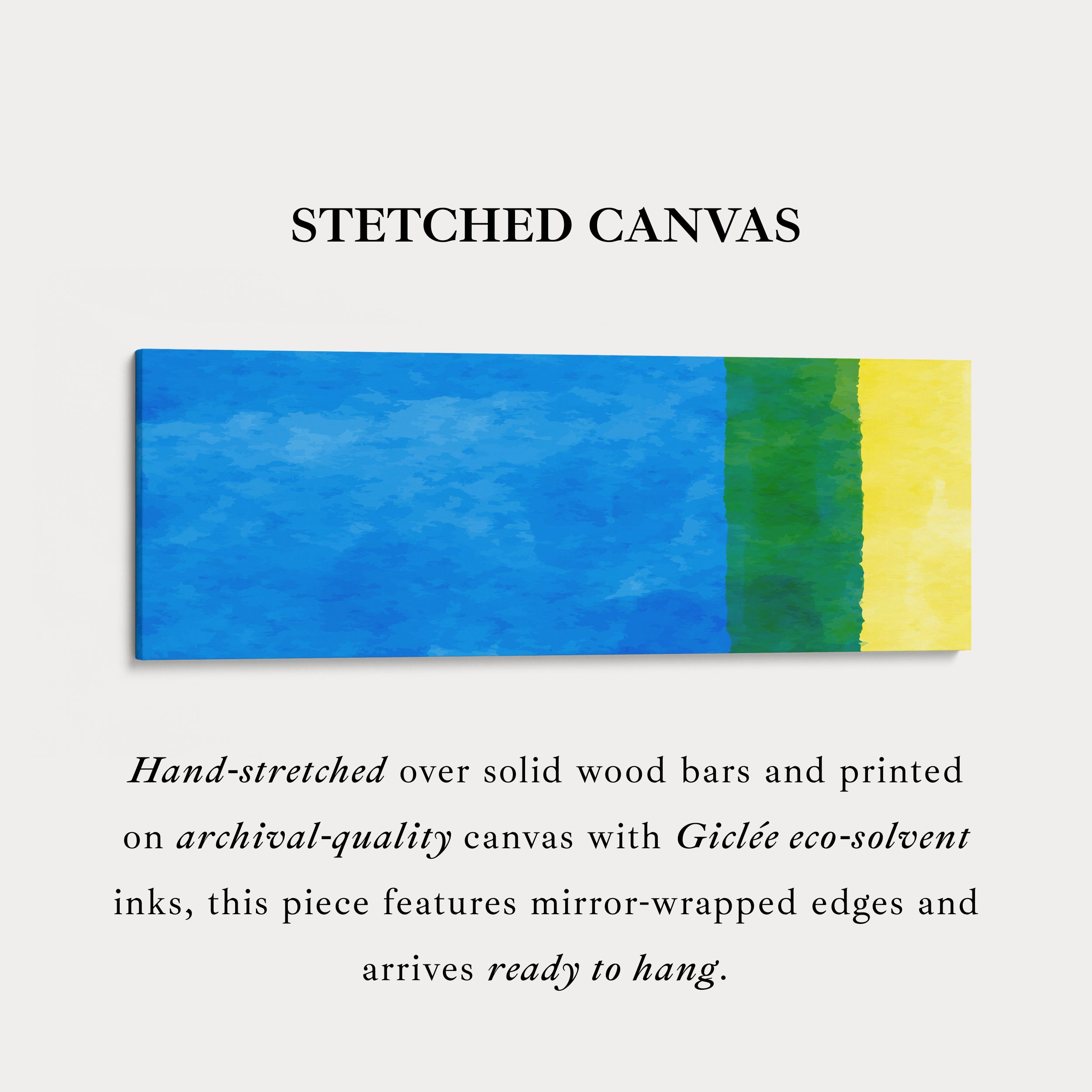 Panoramic Wall Art Blue Green Yellow Long Canvas For Coastal Inspired Spaces