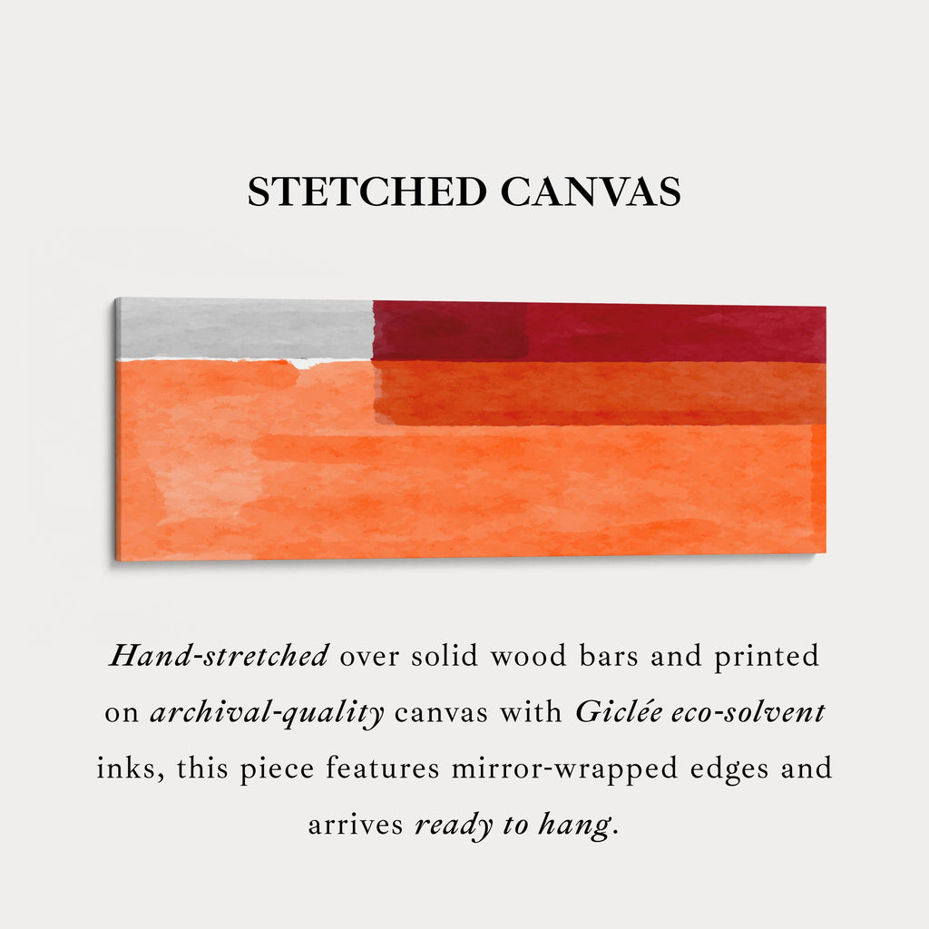 Above Bed Art Orange Grey Long Canvas Minimalist Horizontal Wall Art