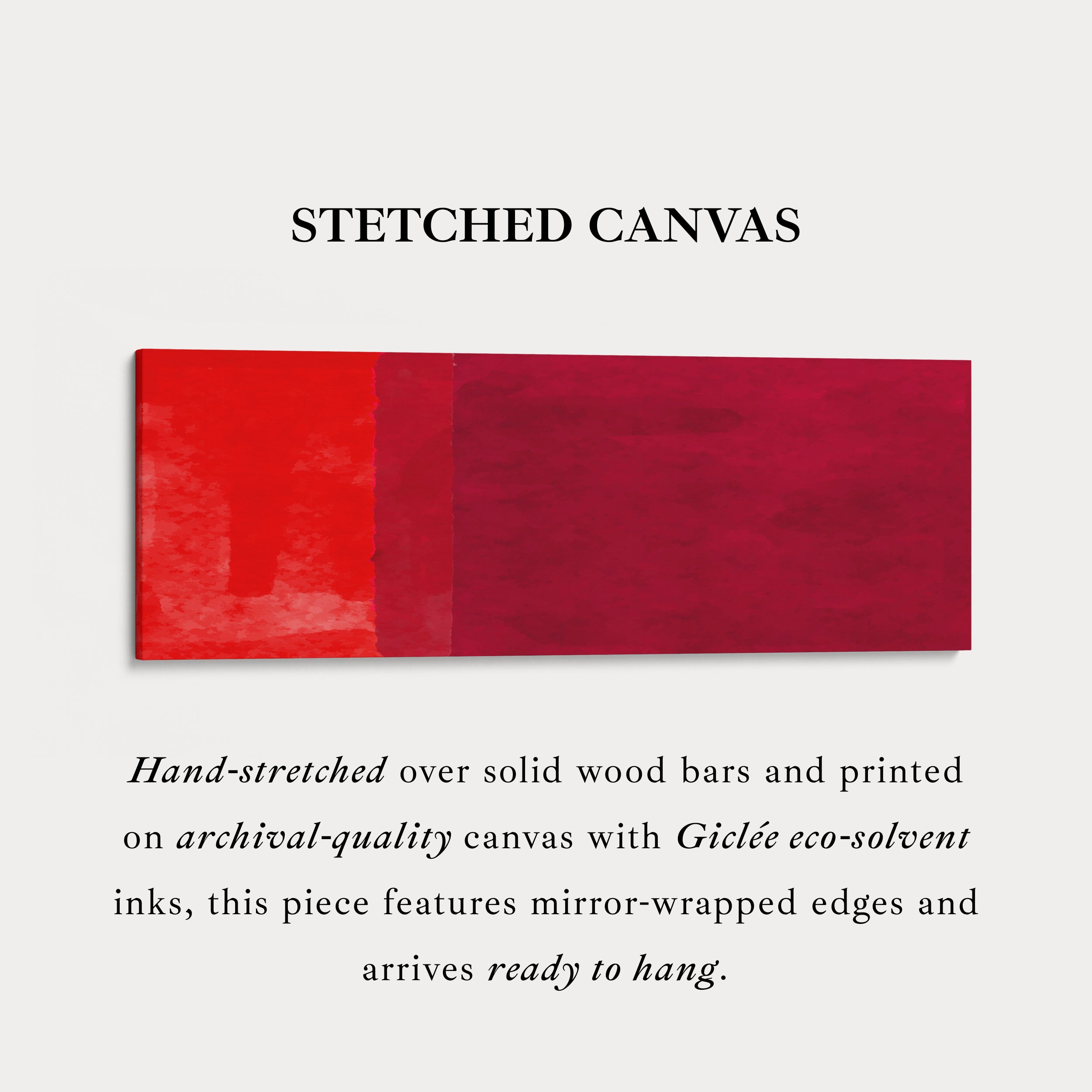 Horizontal Wall Art Red Orange Long Canvas Modern Bold Colour