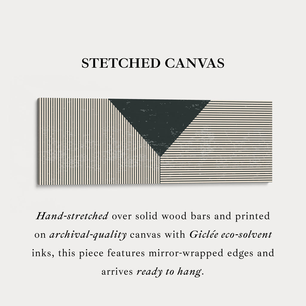 Long Framed Canvas Black Beige Geometric Wide Wall Art