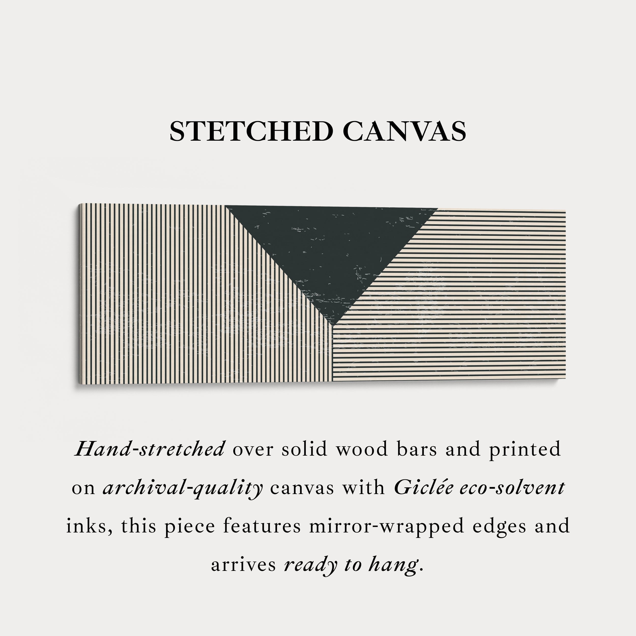 Long Framed Canvas Black Beige Geometric Wide Wall Art