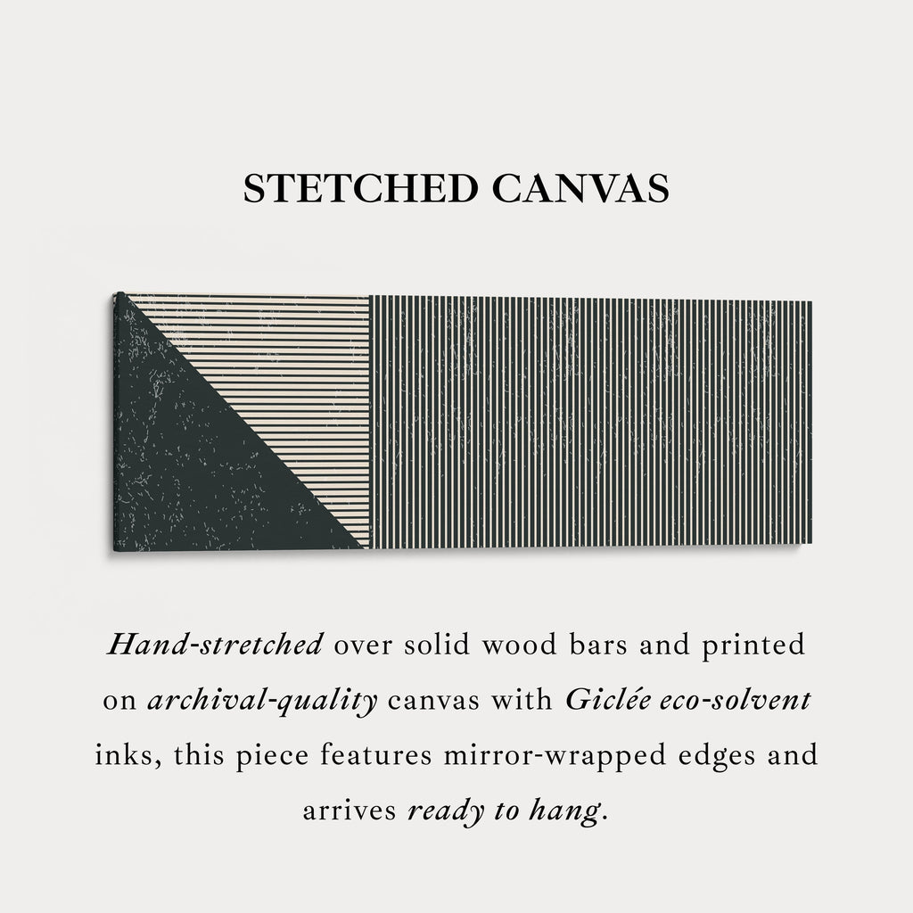 Wide Geometric Wall Art Beige Black Minimalist Long Canvas