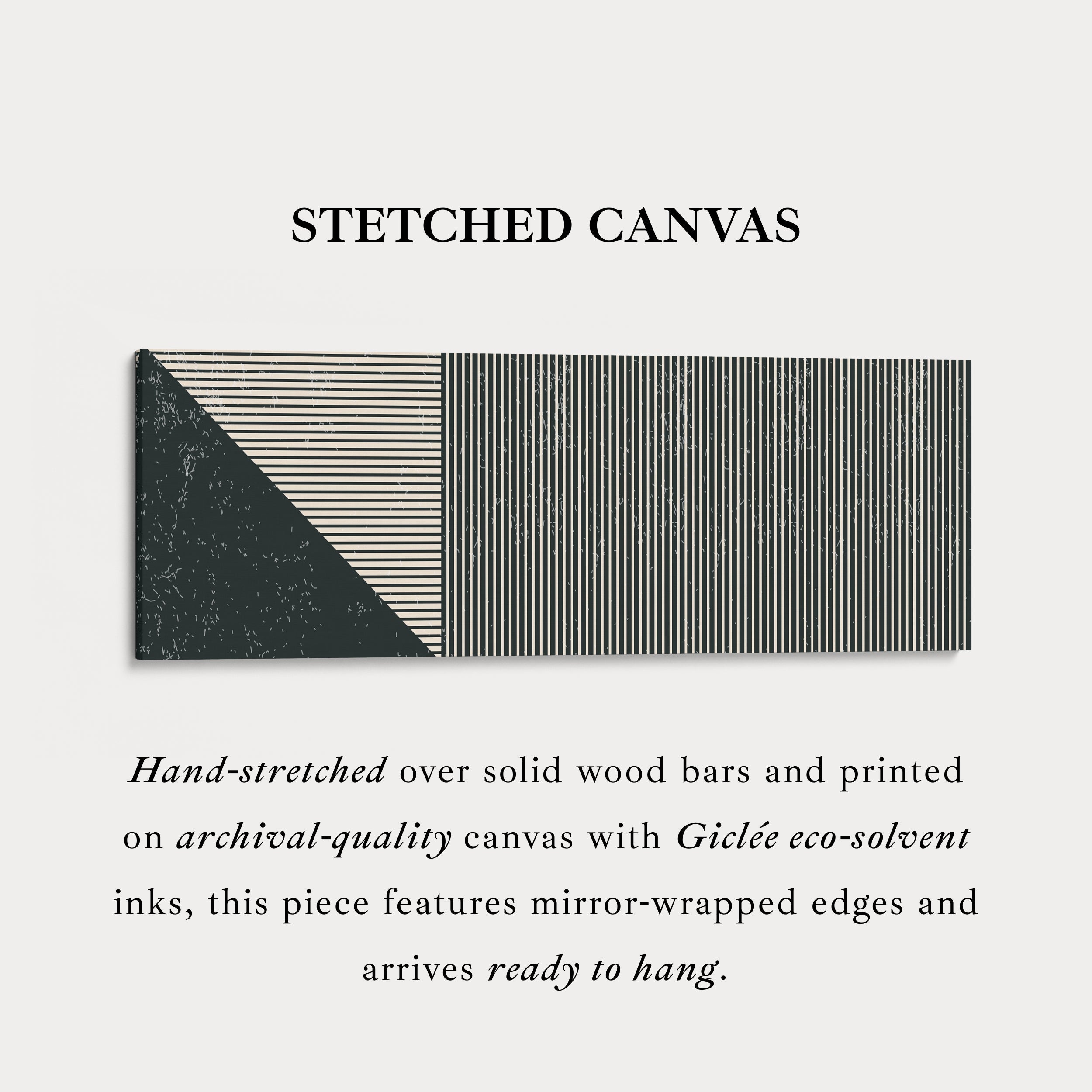 Wide Geometric Wall Art Beige Black Minimalist Long Canvas