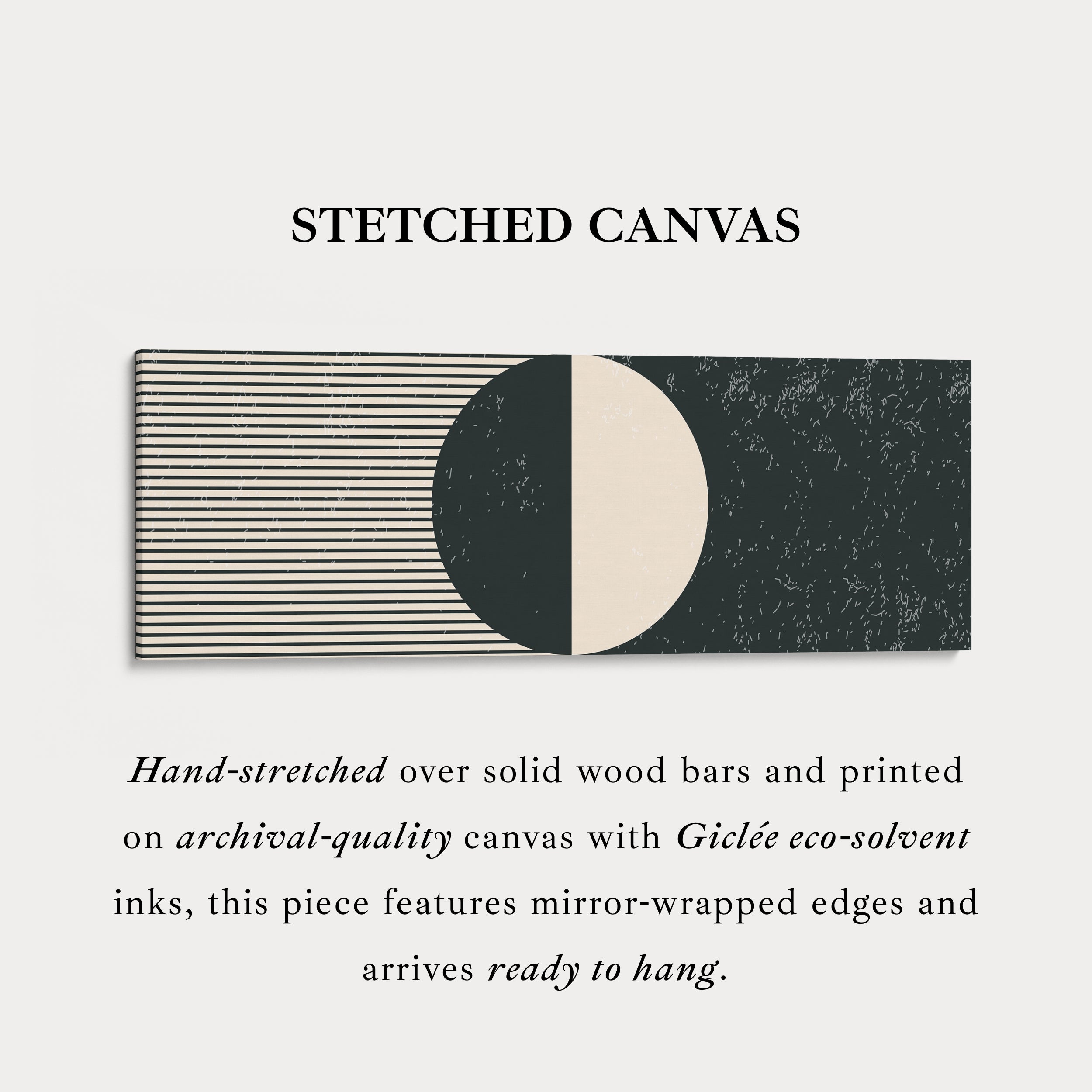 Horizontal Wall Art Beige Black Wide Long Canvas For Living Room