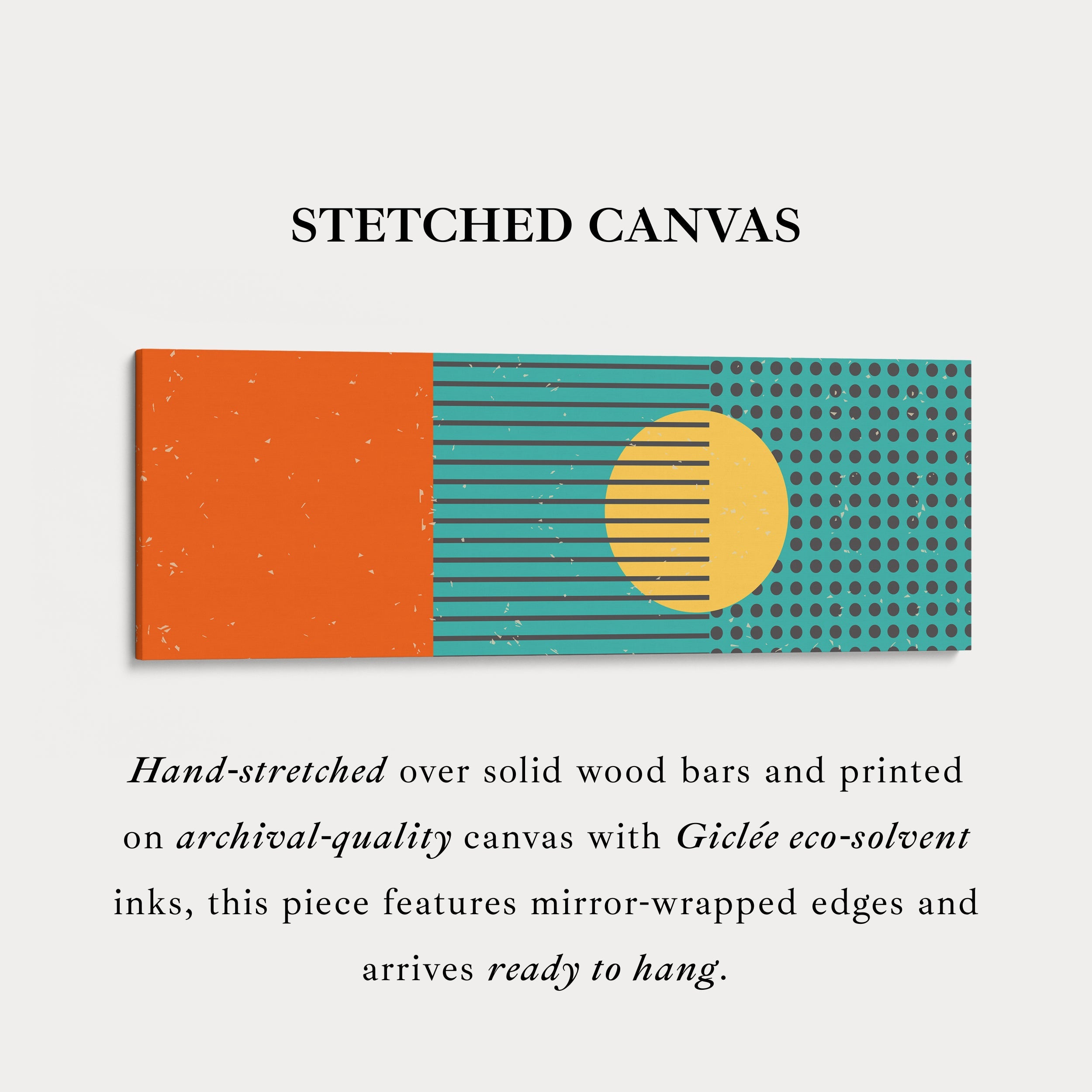Horizontal Wall Art Orange Yellow Blue Long Canvas Modern Retro Style