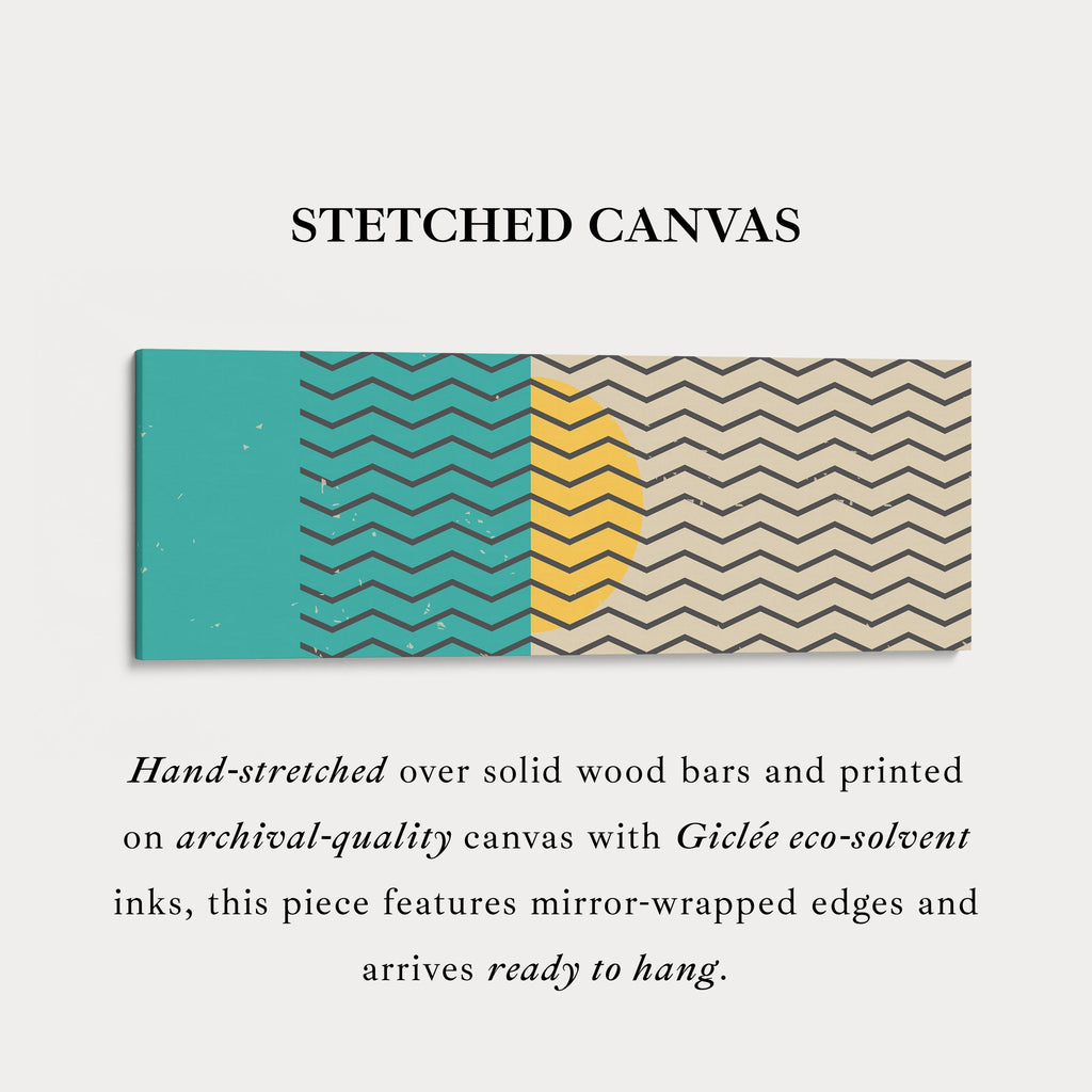 Long Narrow Canvas Blue Yellow Beige Skinny Wall Art Geometric Pattern