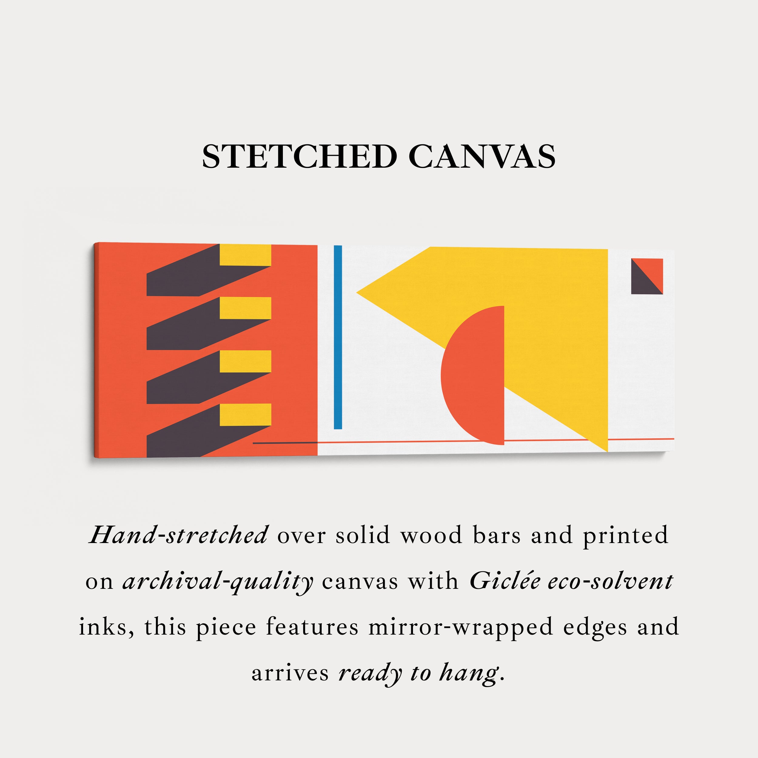 Horizontal Wall Art Yellow Orange Geometric Above Bed Art Living Room