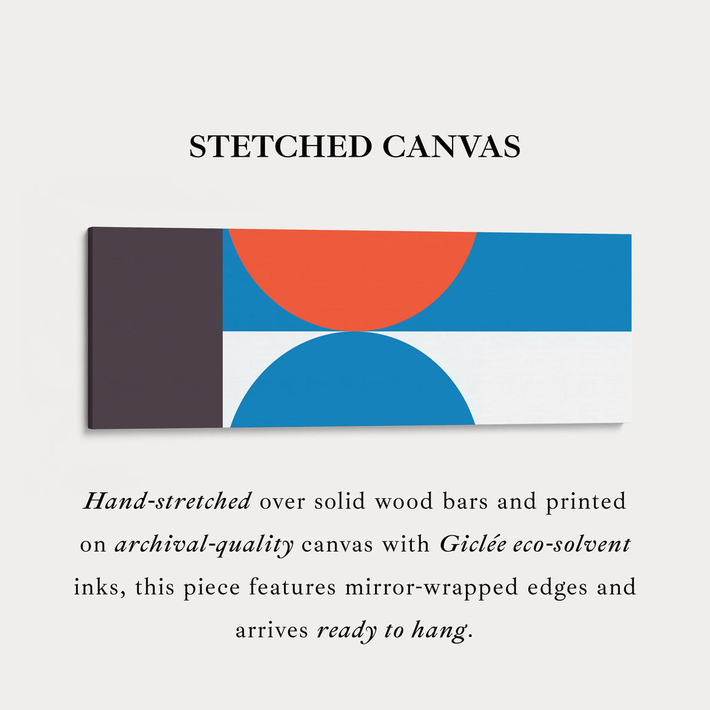 Long Narrow Canvas Blue Orange Minimalist Geometric Wall Art
