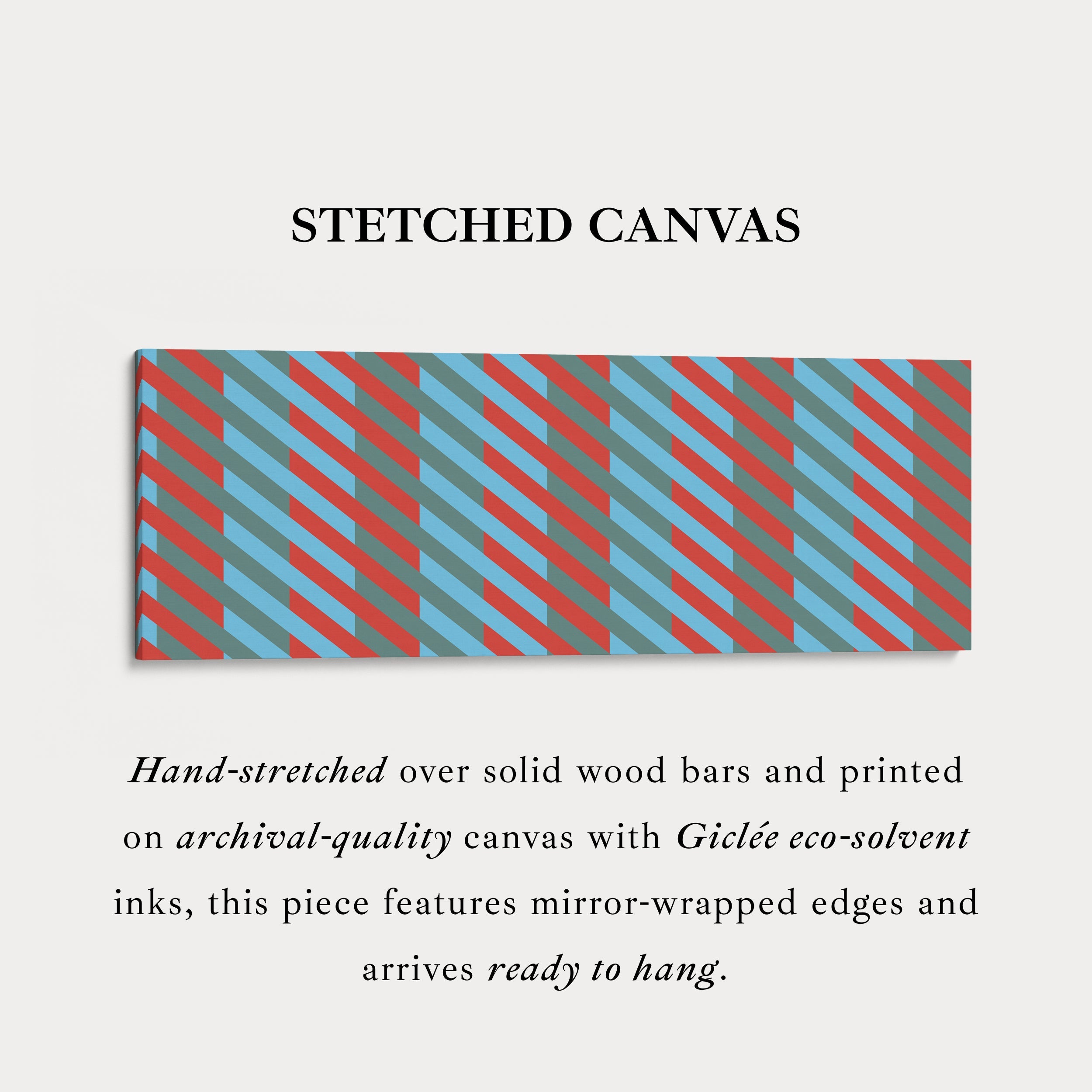 Horizontal Wall Art Blue Red Grey Modern Stripe Long Canvas