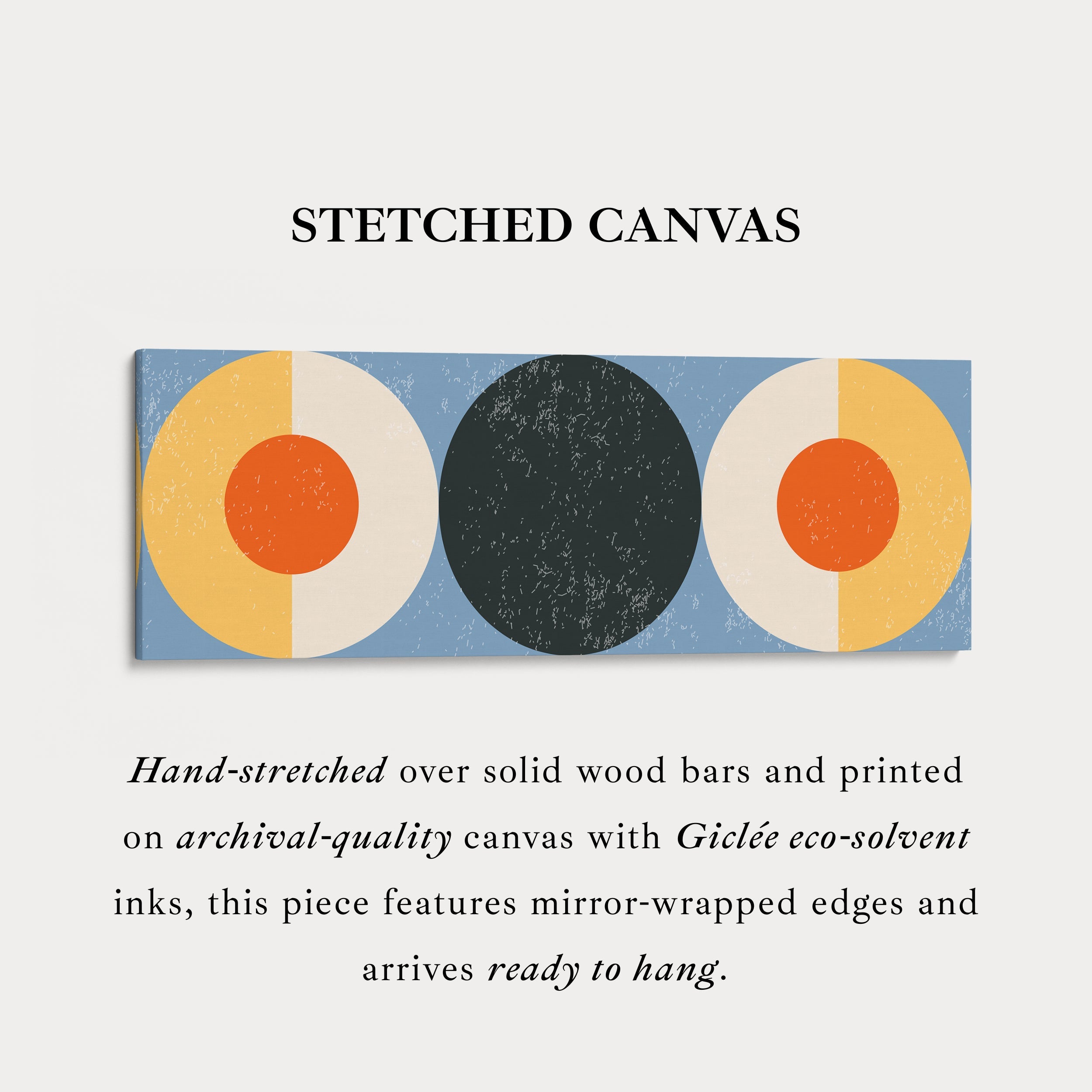 Horizontal Wall Art Orange Yellow Blue Modern Geometric Canvas