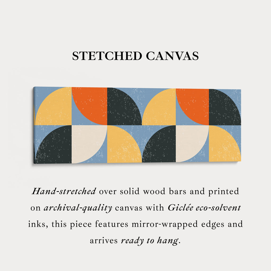 Panoramic Wall Art Blue Orange Yellow Modern Pattern Long Canvas
