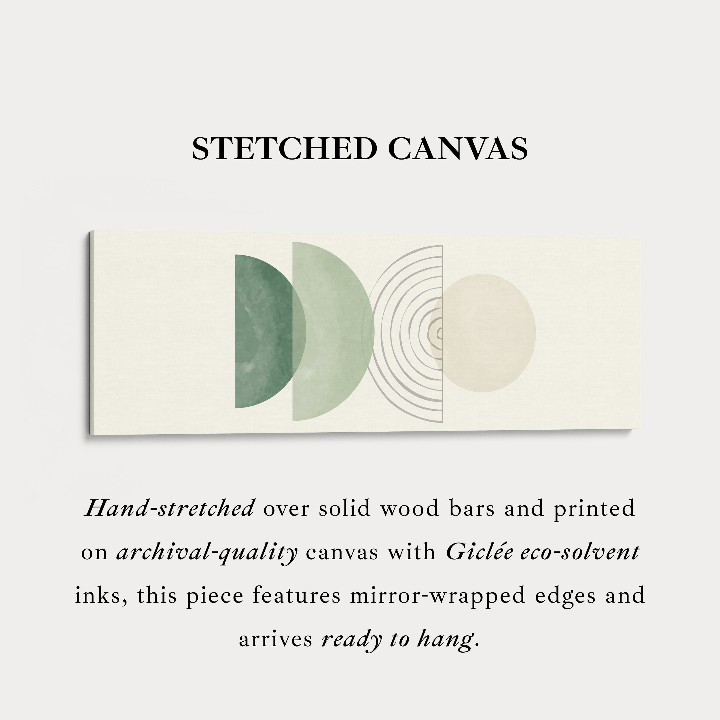 Horizontal Wall Art Sage Green And Beige Geometric For Living Room