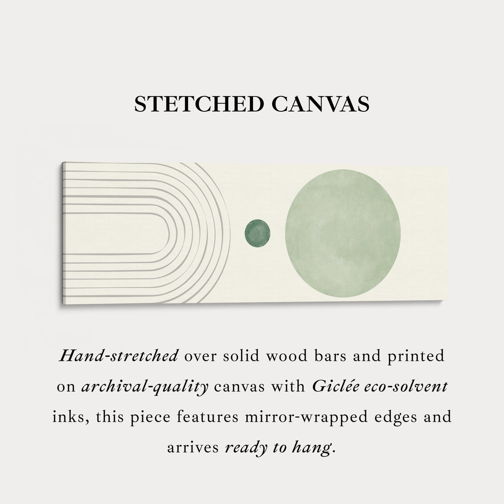 Wide Wall Art Minimalist Curves In Green And Beige For Hallway